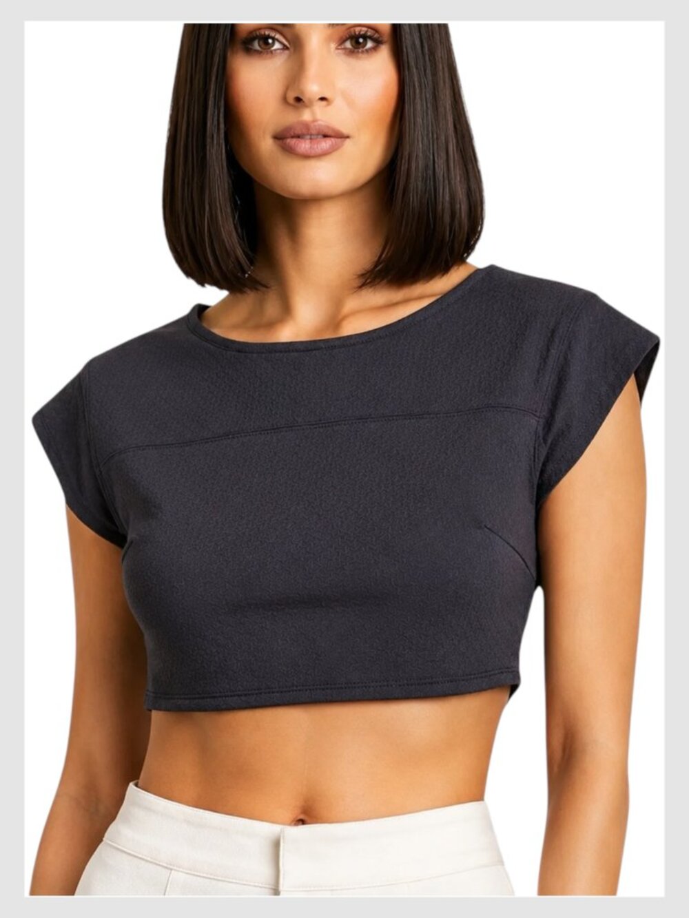 Bebe Crop Top Charcoal Gray Fitted Stretch Knit XS